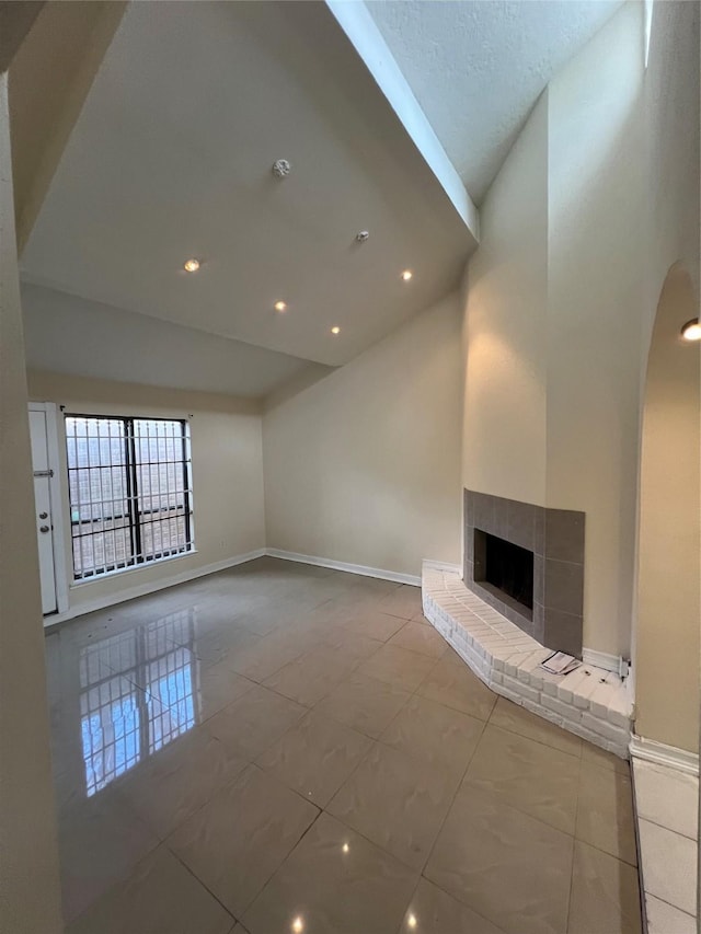 unfurnished living room featuring tile patterned floors