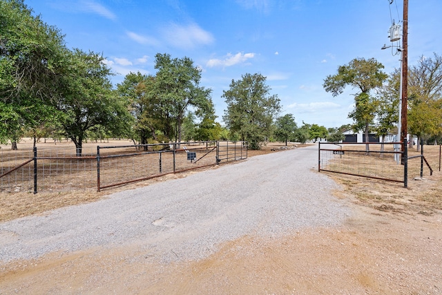 view of street with a rural view