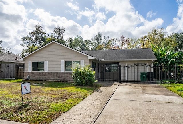 ranch-style home with a garage