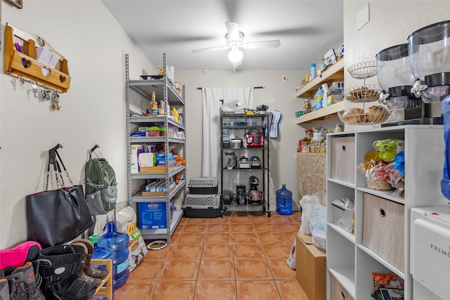 storage featuring ceiling fan