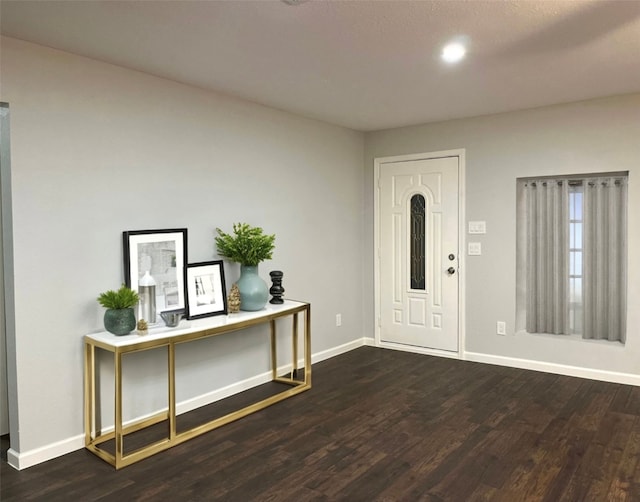 foyer entrance with dark hardwood / wood-style flooring