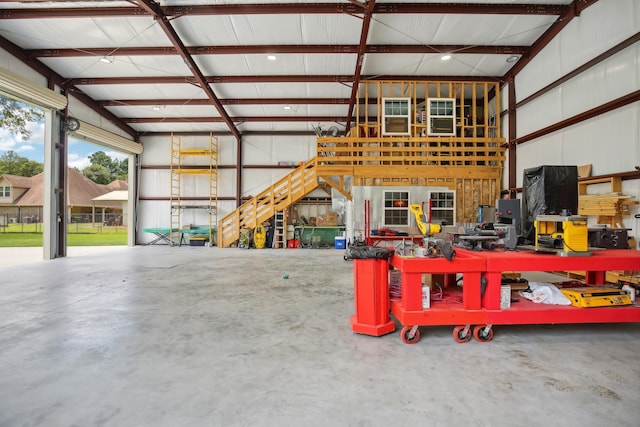 garage featuring a workshop area