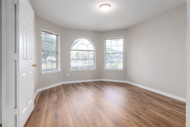 unfurnished room featuring hardwood / wood-style floors and a healthy amount of sunlight