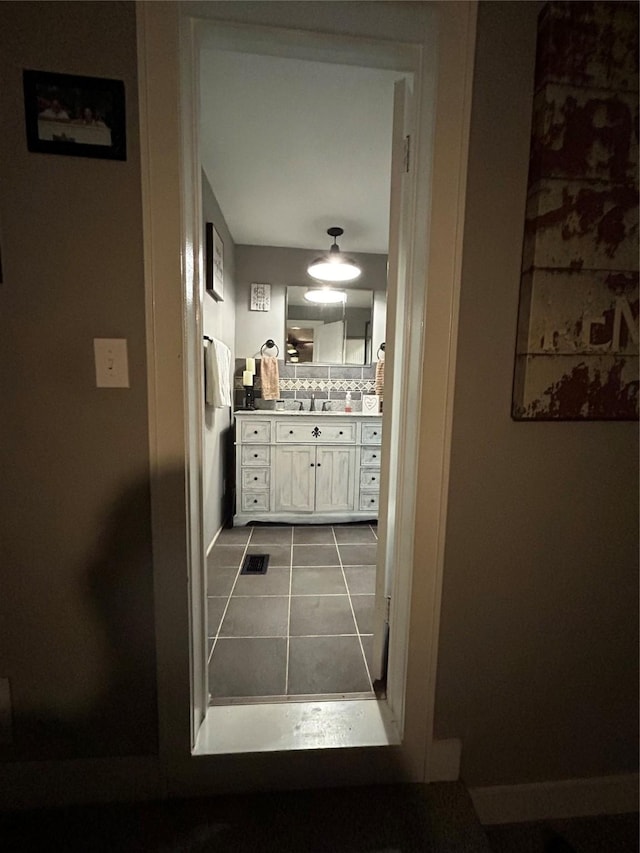 bathroom featuring vanity, tile patterned flooring, and visible vents