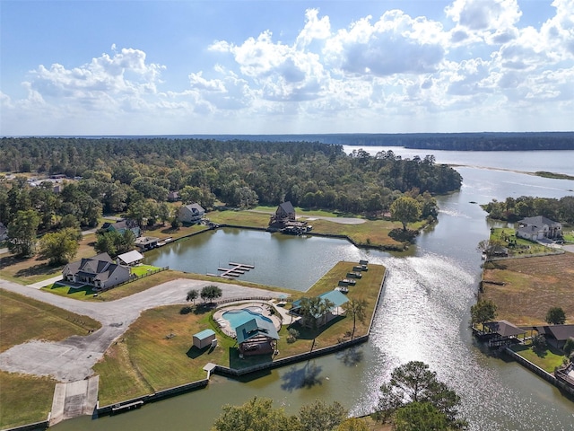 1 Wilderness Trl, Huntsville, TX 77340 - birds eye view of property with a water view and a forest view