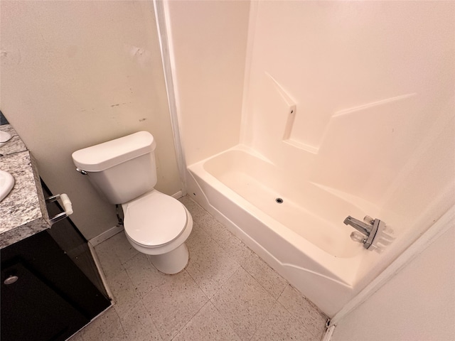 full bathroom with vanity, toilet, and shower / tub combination