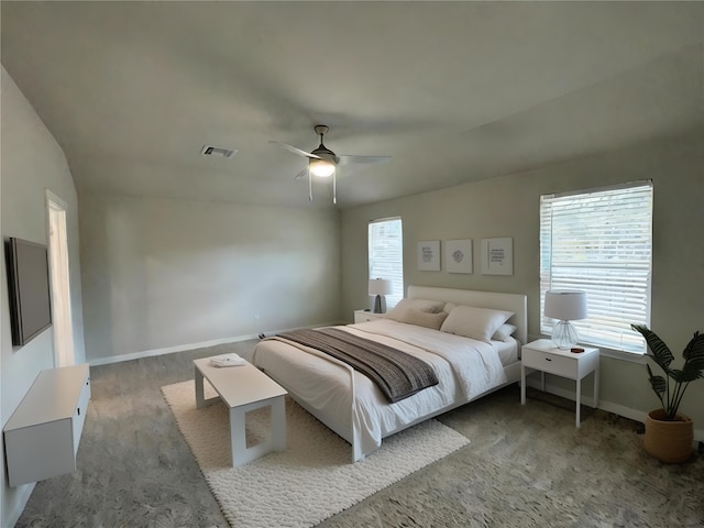 bedroom with carpet flooring and ceiling fan