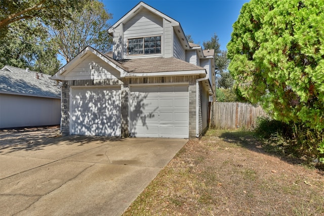 exterior space featuring a garage