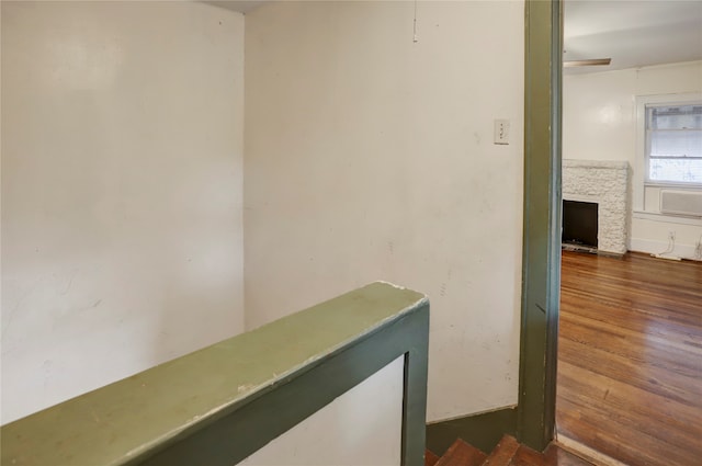 hall featuring dark hardwood / wood-style floors