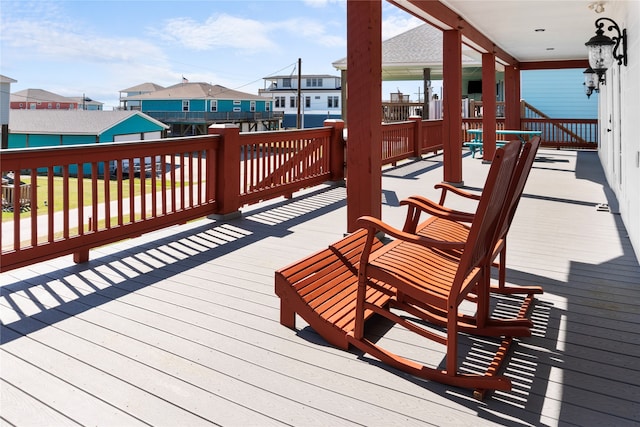 deck with a water view