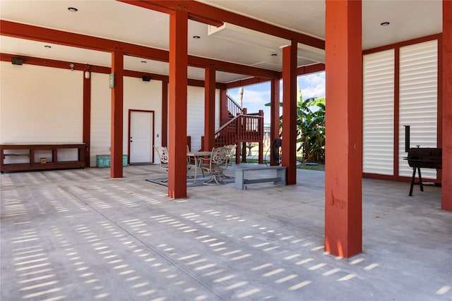 interior space featuring concrete floors