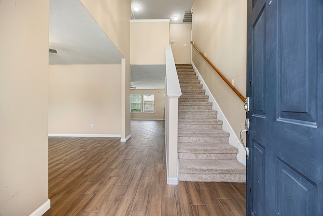 foyer entrance with dark wood-type flooring