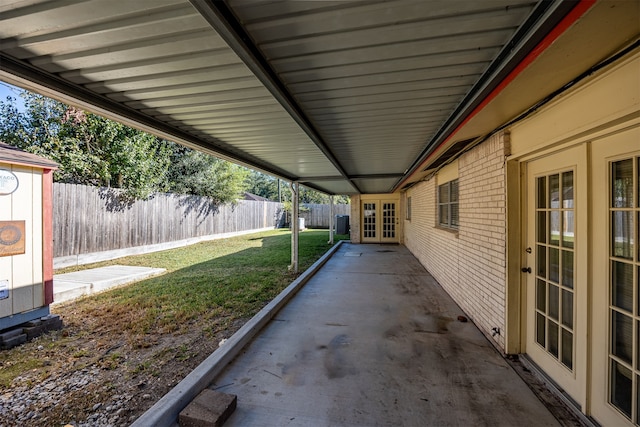 view of patio featuring french doors