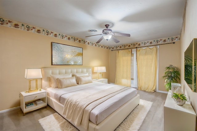 bedroom with carpet and ceiling fan