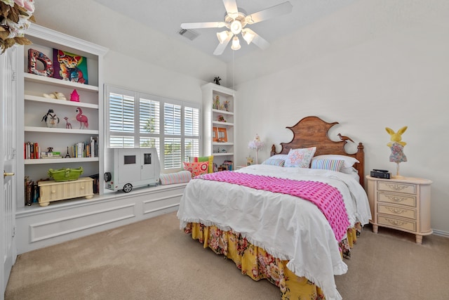 bedroom with carpet flooring and ceiling fan