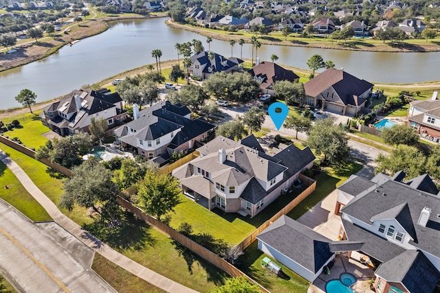 bird's eye view featuring a water view