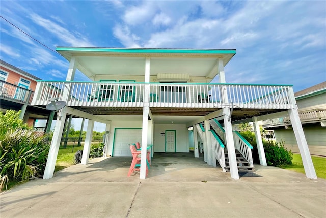 coastal home featuring a garage