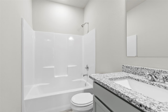 full bathroom with vanity, toilet, and tub / shower combination