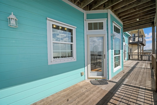 doorway to property with a balcony