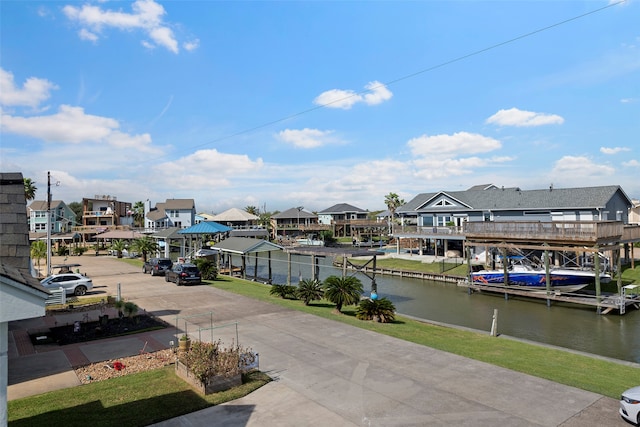 property view of water featuring a dock