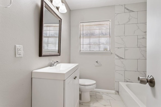 13210 Rockglen St, Houston, TX 77015 - bathroom with marble finish flooring, vanity, plenty of natural light, and shower / washtub combination
