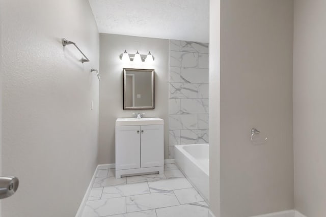 13210 Rockglen St, Houston, TX 77015 - bathroom with marble finish floors, vanity, and shower / bathtub combination