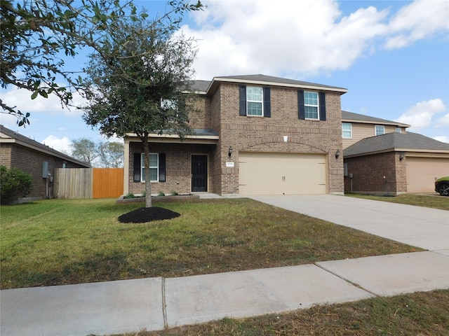 view of front property with a front lawn and a garage