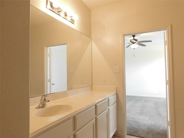 bathroom with vanity and ceiling fan