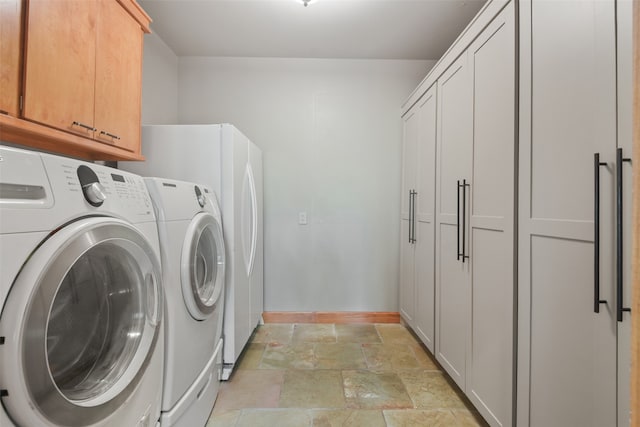 laundry room with cabinets and separate washer and dryer