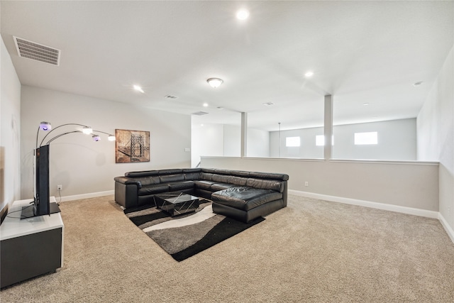 living room with carpet flooring