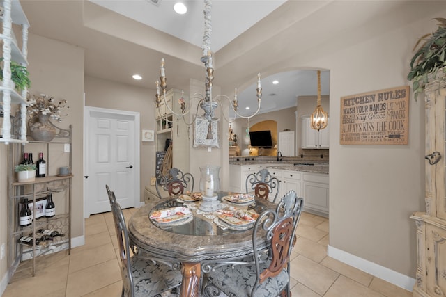 view of tiled dining area