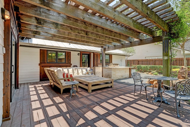 view of patio / terrace with a deck and a pergola