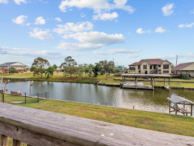 property view of water featuring a dock