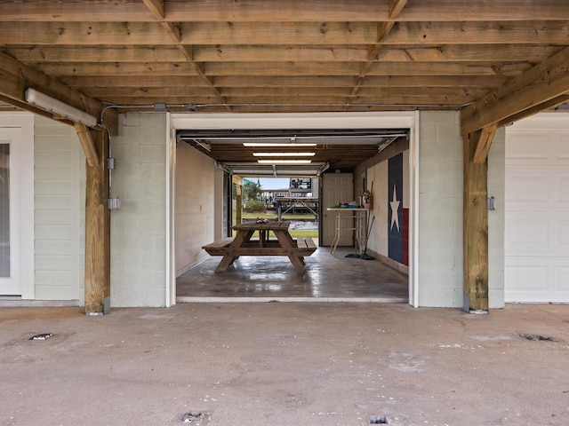 view of garage