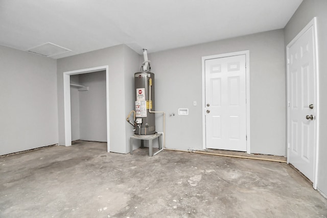 garage featuring water heater