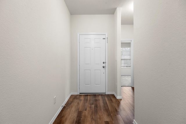 entryway with dark wood-type flooring