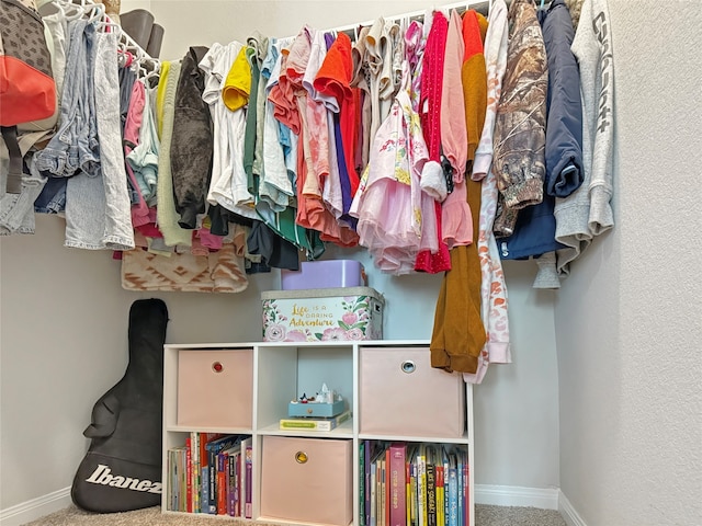 spacious closet with carpet flooring