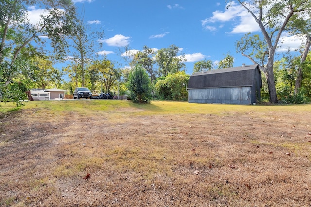 view of yard with an outdoor structure