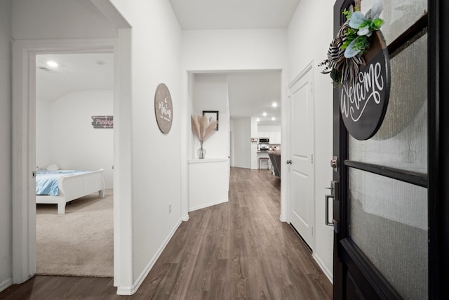 hall featuring dark hardwood / wood-style floors