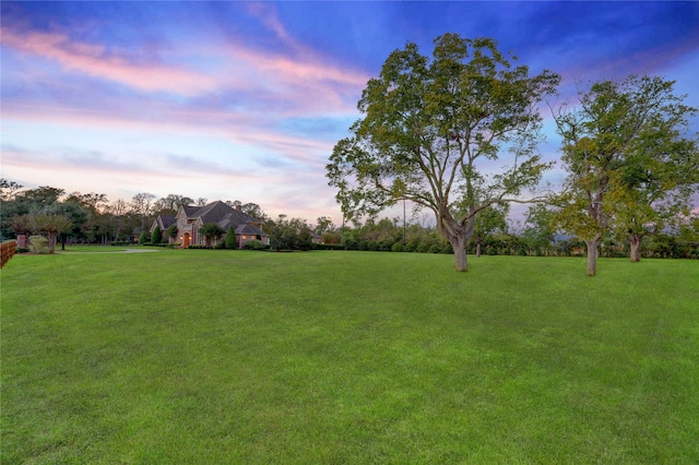 view of yard at dusk