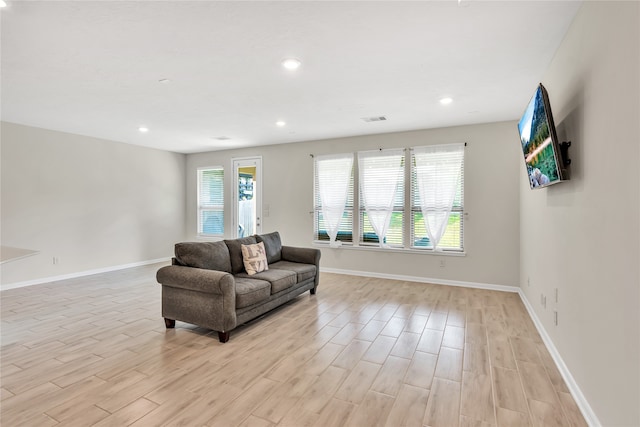 living room featuring light hardwood / wood-style floors