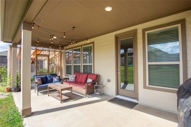 view of patio / terrace with an outdoor living space