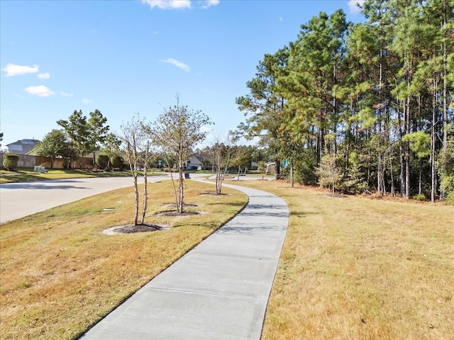 view of property's community featuring a yard