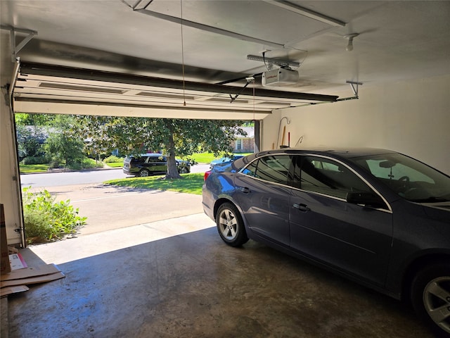 garage with a garage door opener