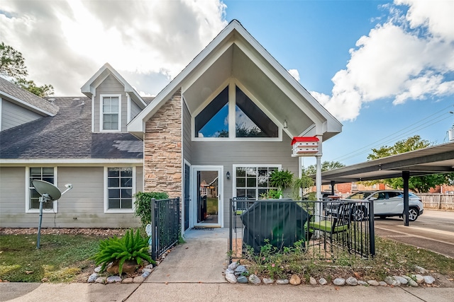 view of front of house with a carport