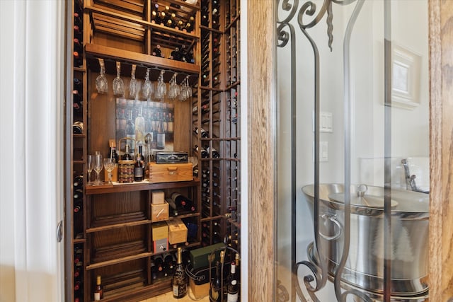 view of wine cellar