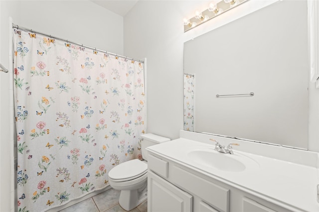 23 Wilmington Way, Conroe, TX 77384 - bathroom with tile patterned flooring, vanity, toilet, and a shower with curtain