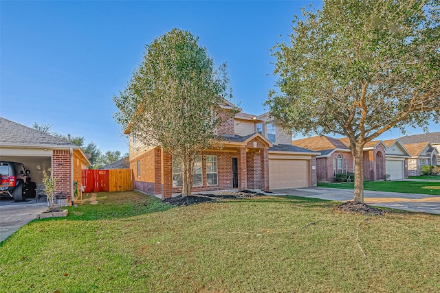 view of front of property featuring a front lawn