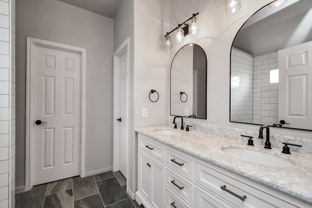 bathroom featuring vanity and tile patterned flooring