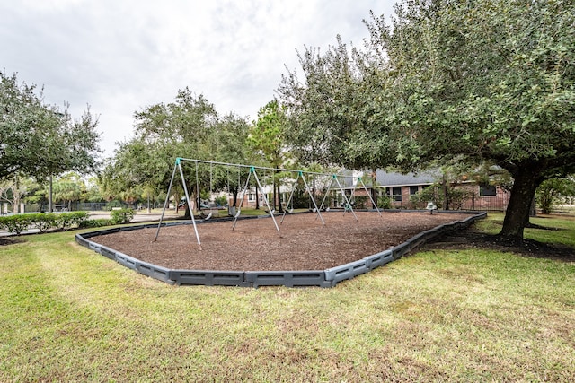 view of play area with a yard